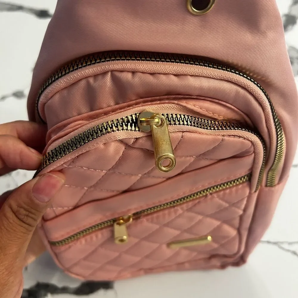 Pink Quilted Crossbody Bag